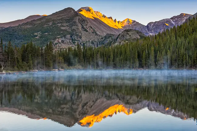 Bear Lake Sunset with reflection on a Rocky Mountain National Park Tour